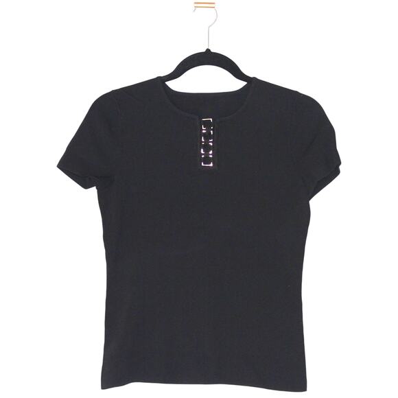 Cute Black Gold Detail Crop Top Size Medium - Picture 1 of 3